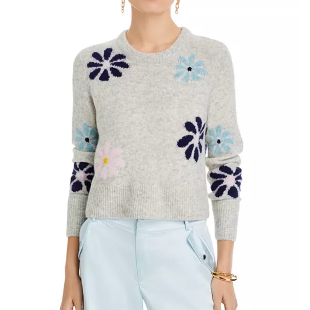Rails Floral Crew Neck Sweater in Gray